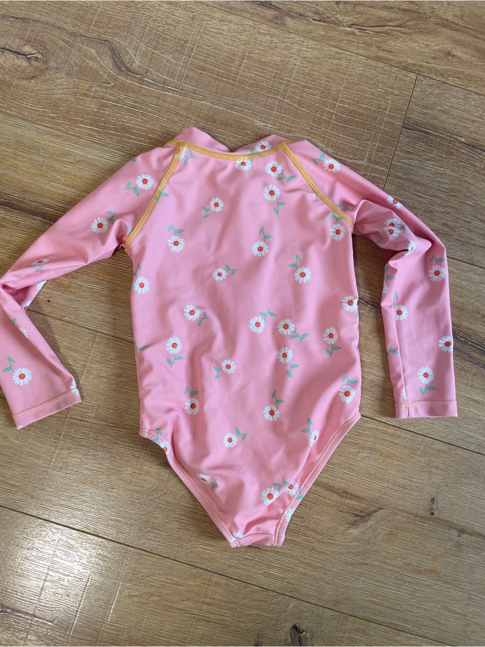Girls' Pink Floral Long-Sleeve Rash Guard Swimsuit